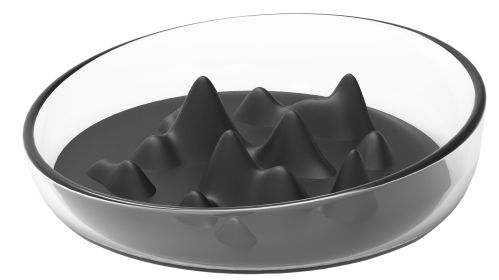 Pet Life 'Cirlicue' Mountain Shaped Modern Slow Feeding Pet Bowl (Color: Black)